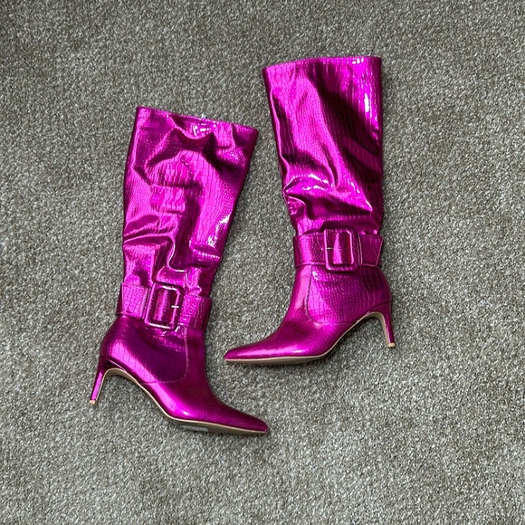 Shoes - Worn Once Magenta Knee High Boot. 3in Heel